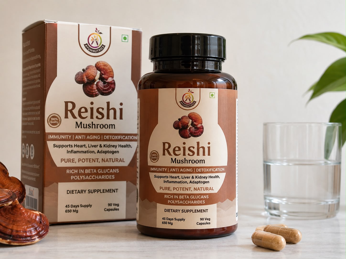 Reishi Mushroom 650 mg – 90 Veg Capsules