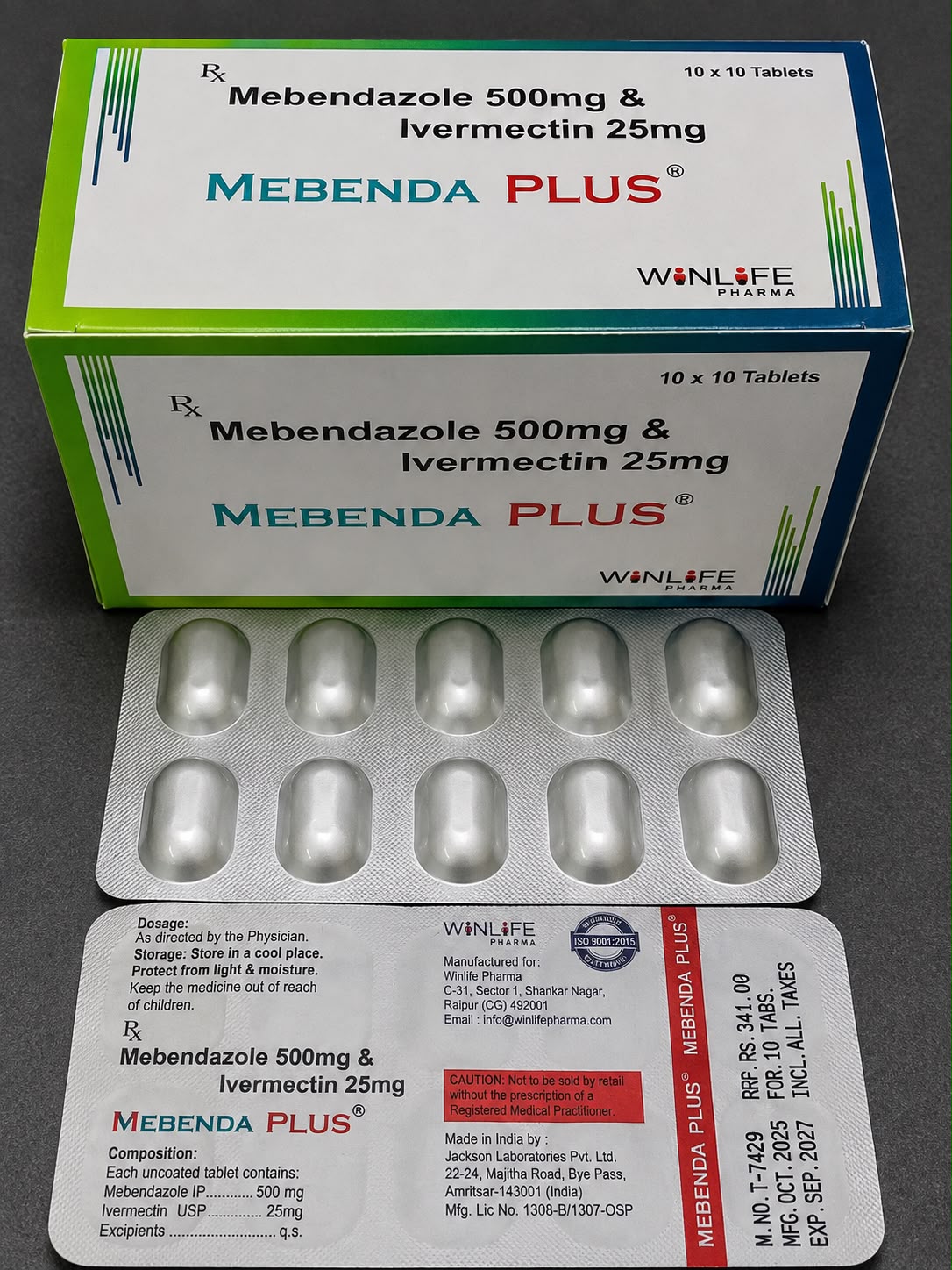 Mebendazole 500 mg & Ivermectin 25 mg Tablets